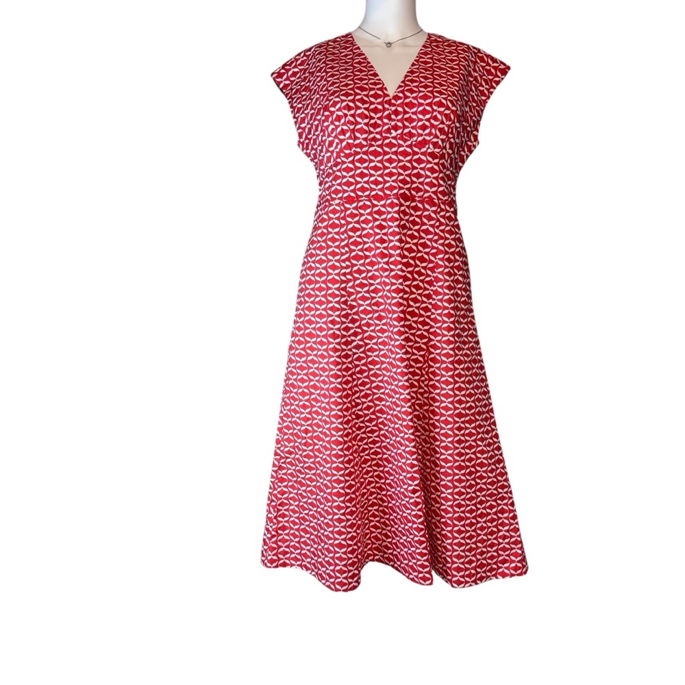 Boden Red Patterned 6P Women's Dress